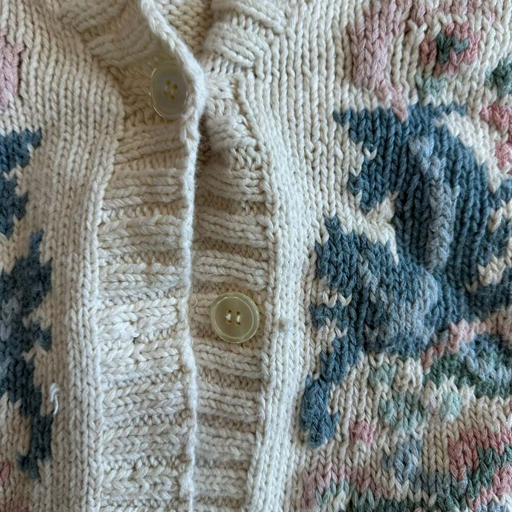 Karen Scott II Hand Knits Vintage Floral Cable Knit Button-Front Cardigan - Picture 4 of 11